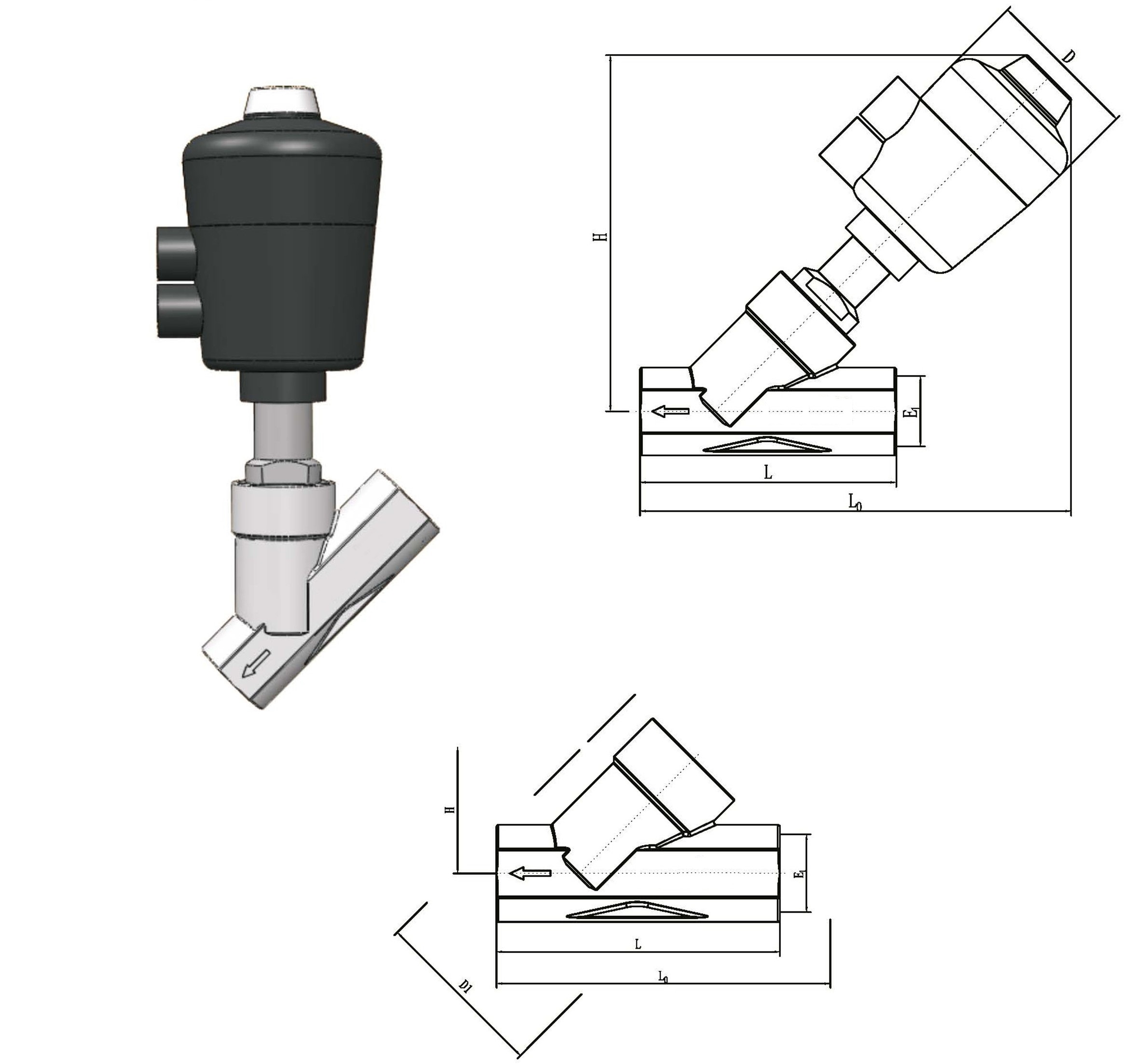 Pneumatic angle seat valve (thread)1